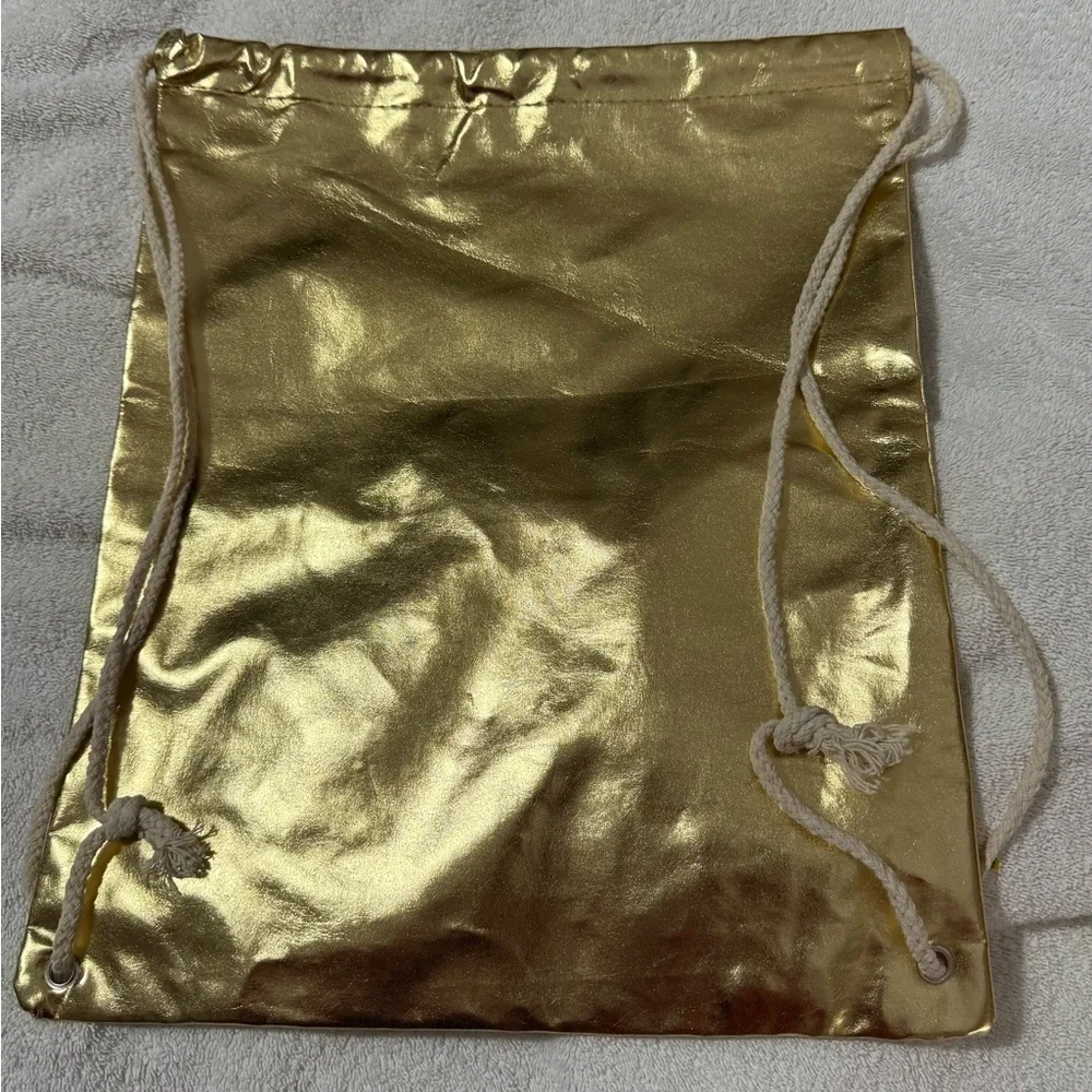 Unicorn Academy Metallic Gold Drawstring Bag